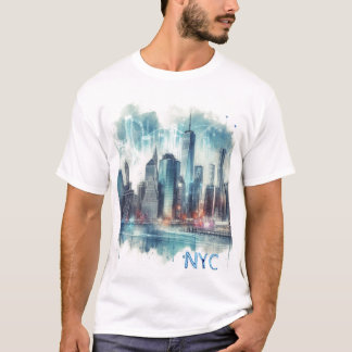 Abstrakt New York City Akvarell T-Shirt