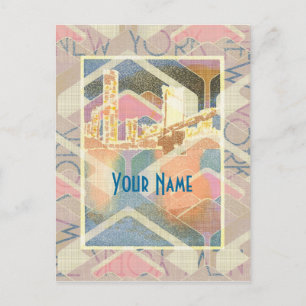 Abstrakt New York City Pastel Manhattan Bridge Vykort