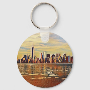 Abstrakt New York Skyline Nyckelring