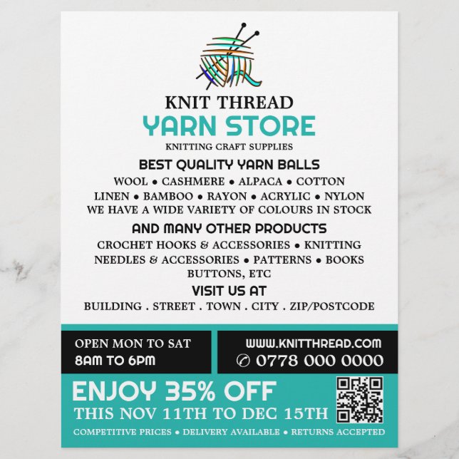 Abstrakt, nitting Store, garneringslager Reklamblad (Framsidan)