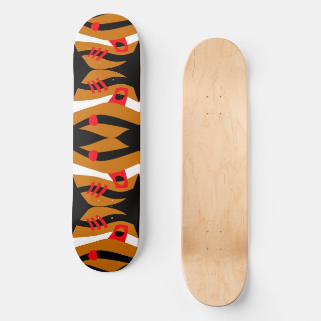 Abstrakt Noahs Ark Black Caramel Red White Mini Skateboard Bräda 18,5 Cm (Framsida)