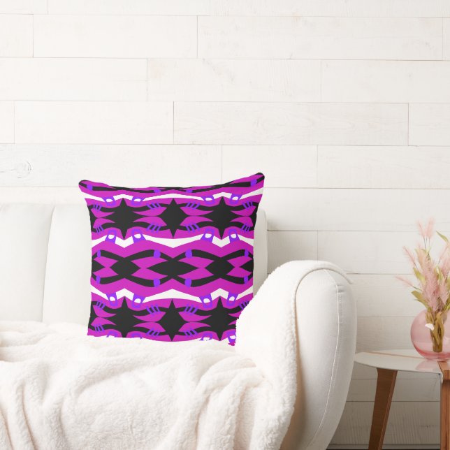 Abstrakt Noahs Ark Black Fuchsia Lila White Kudde (Soffa)