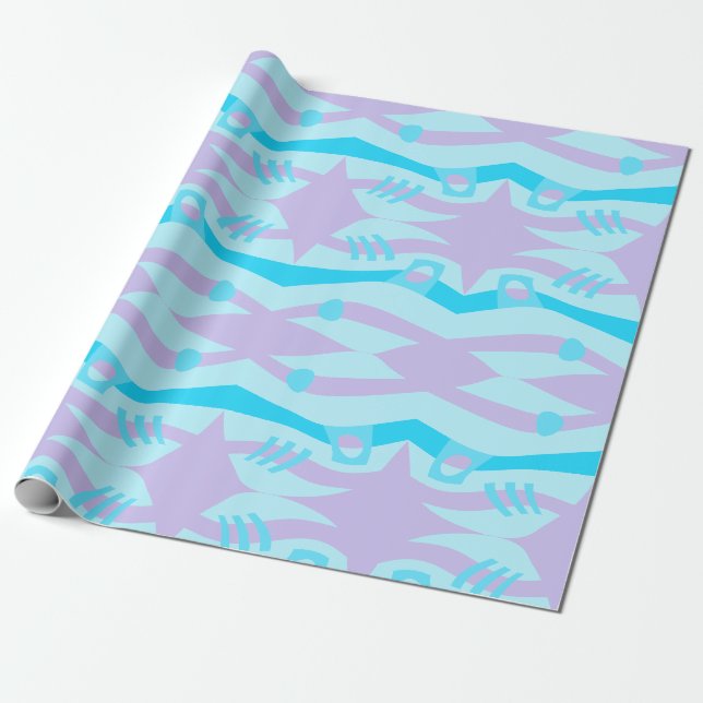 Abstrakt Noahs Ark Blue Lilac Presentpapper (Utrullad)