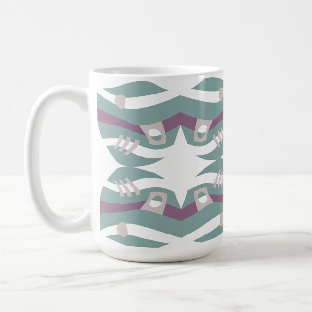Abstrakt Noahs Ark Dusty Seagrass Ecru Eggplant Kaffemugg (Vänster)