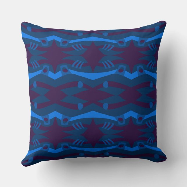 Abstrakt Noahs Ark Eggplant Teal Blue Kudde (Baksida)