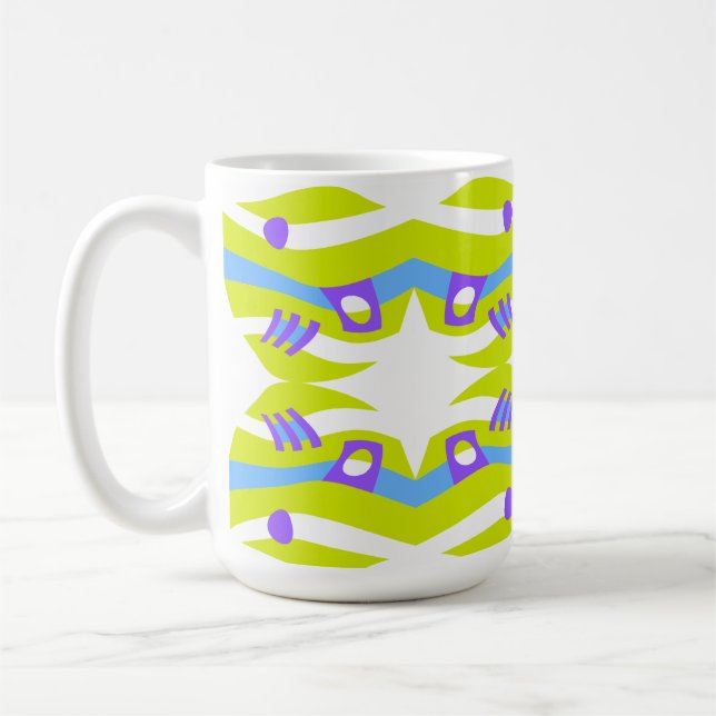 Abstrakt Noahs Lila Ark Grönt Blue Kaffemugg (Vänster)