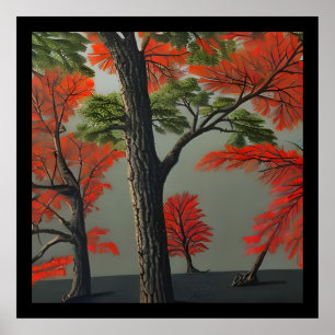 Abstrakt Northern Autumn Woodland Poster