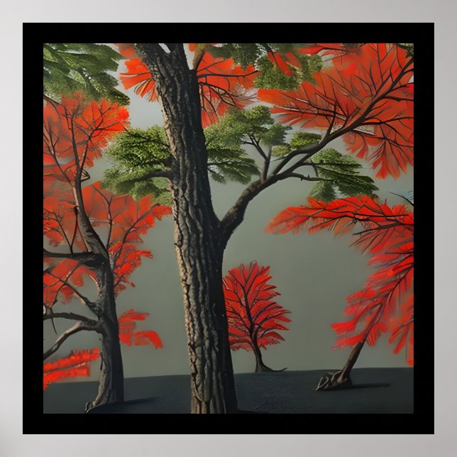 Abstrakt Northern Autumn Woodland Poster (Framsidan)