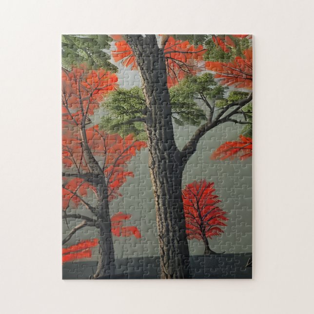 Abstrakt Northern Autumn Woodland Pussel (Vertikal)