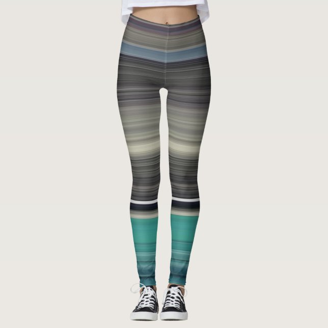 Abstrakt nr 1: Ät och grått Leggings (Framsida)