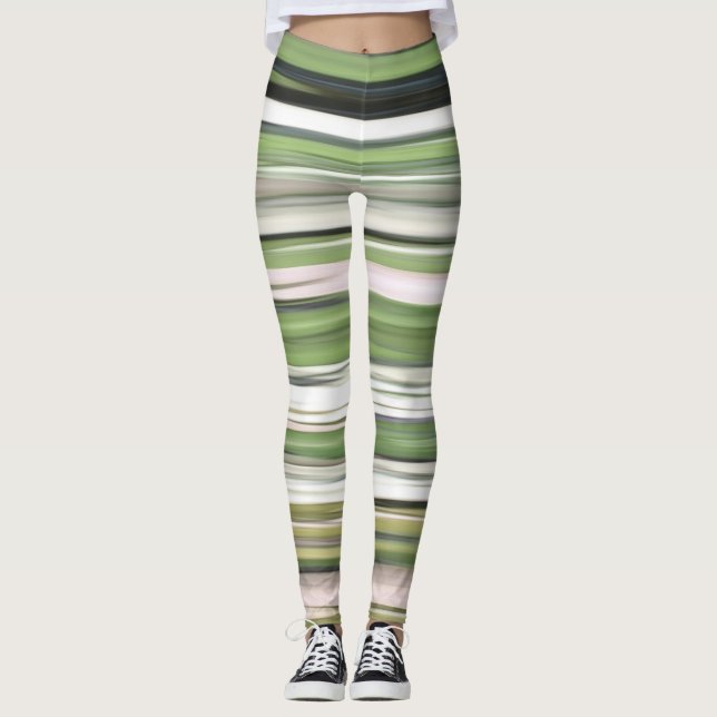 Abstrakt nr 2: Oliv grönt oskärpa Leggings (Framsida)