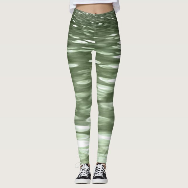 Abstrakt nr 3: Oliv grönt oskärpa Leggings (Framsida)