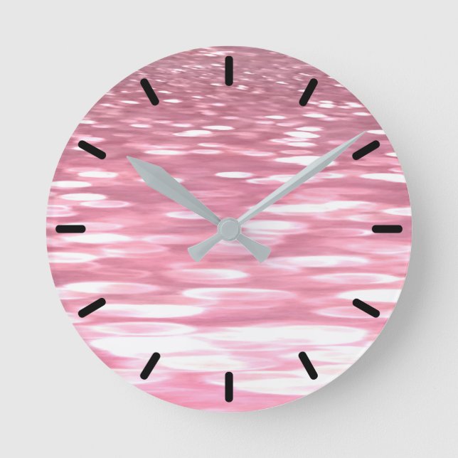 Abstrakt nr 3: Rosa shimmer Rund Klocka (Framsida)