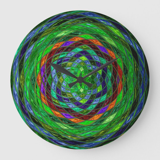 Abstrakt nr 4 av glasmosaik stor klocka (Framsida)