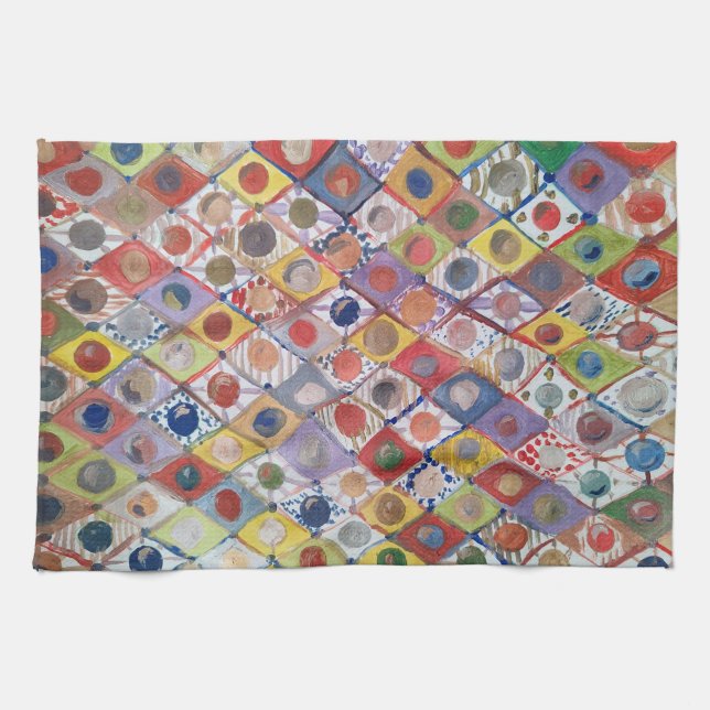 Abstrakt nr 4 spelar som barn Målning Kökshandduk (Horisontell)