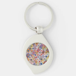 Abstrakt nr 4 spelar som barn Målning Swirl Silverfärgad Nyckelring