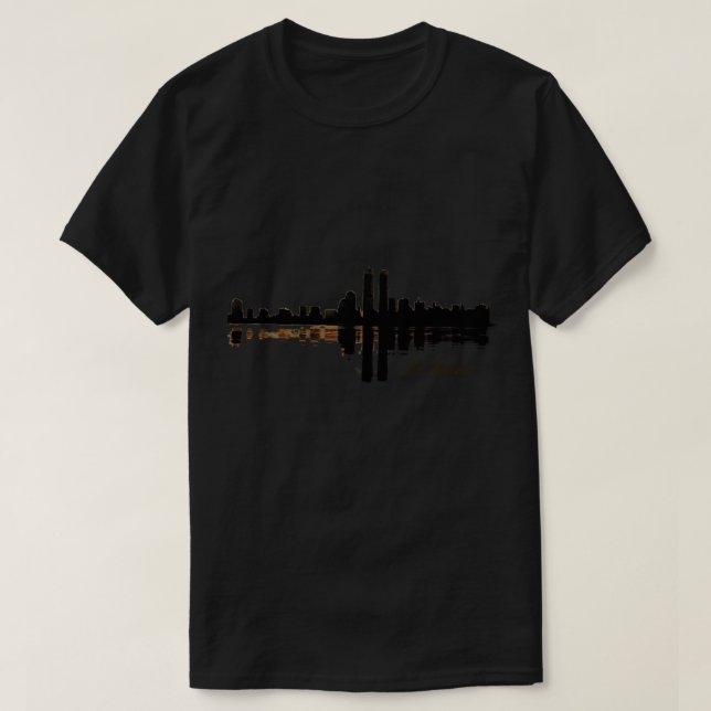 Abstrakt NYC Skyline, 9 11, 9 11, 9 11 minnesstund T Shirt (Design framsida)