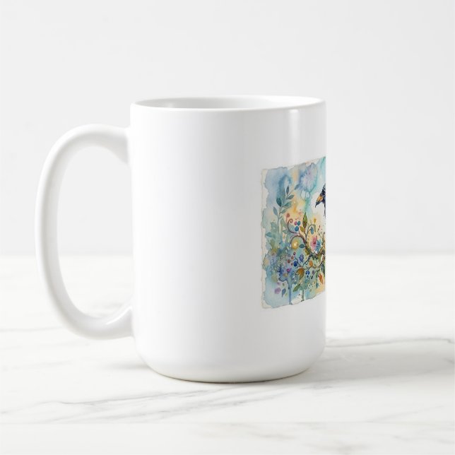 Abstrakt Nyckfull Vattenfärgsvärmugge Kaffemugg (Vänster)