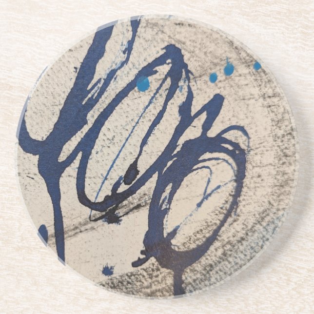 Abstrakt O - Blått och Grått Underlägg (Framsidan)