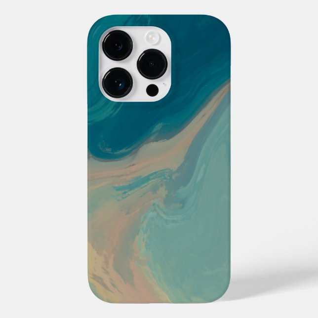 Abstrakt ocaen marmor iphone 14 pro fodral. (Baksida)