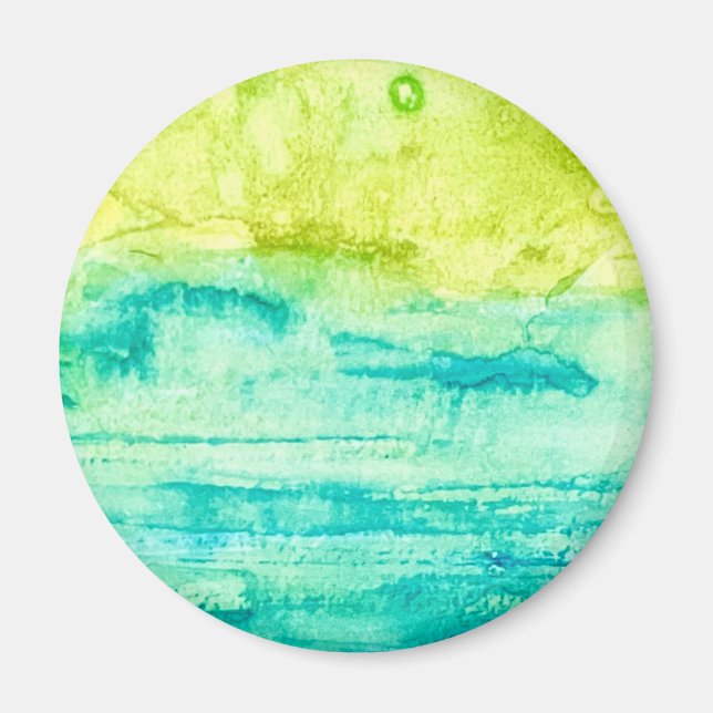 Abstrakt Ocean Akvarell Magnet (Framsidan)