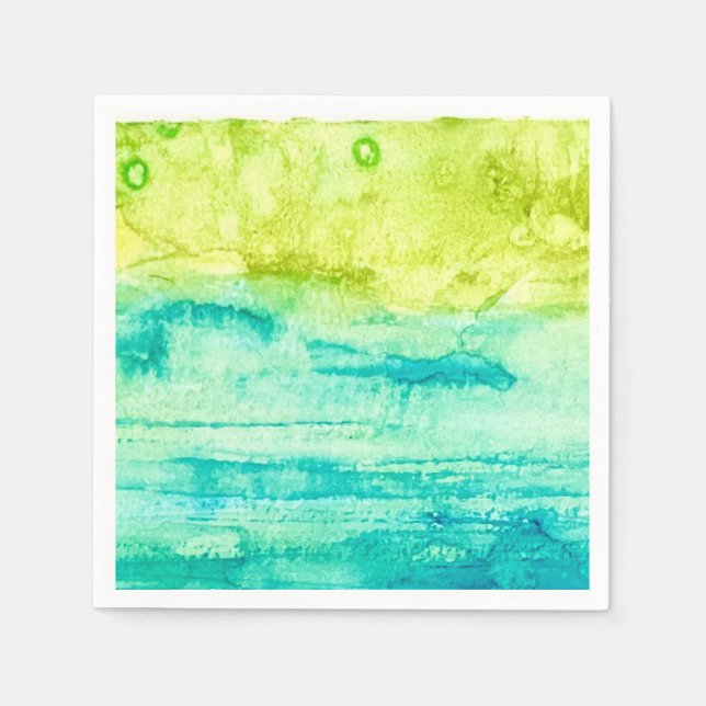 Abstrakt Ocean Akvarell Pappersservett (Framsidan)