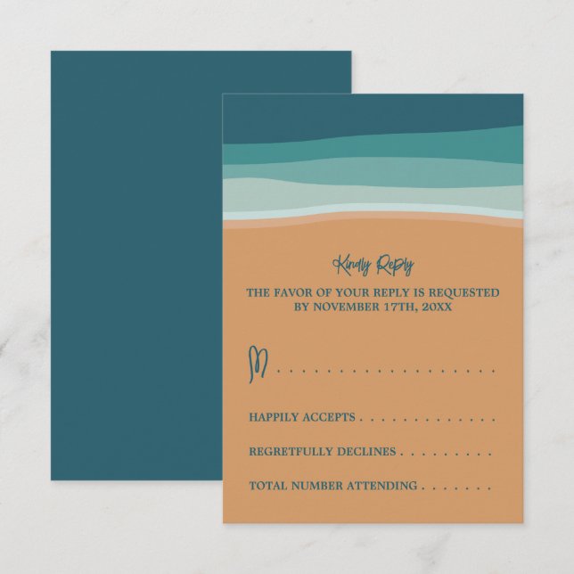 Abstrakt Ocean Beach Wedding OSA Kort (Fram/baksida)