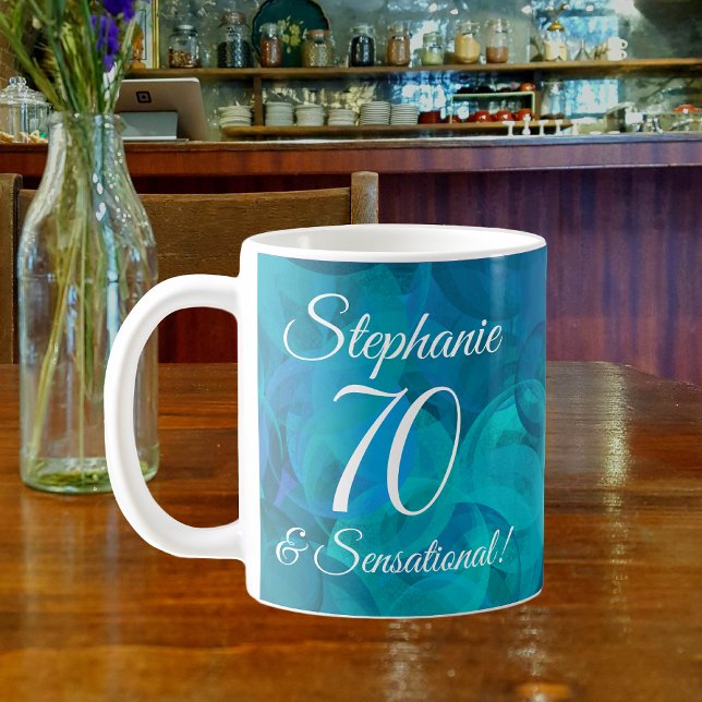 Abstrakt Ocean Blue Teal 70 och Sensational Kaffemugg (Skapare uppladdad)