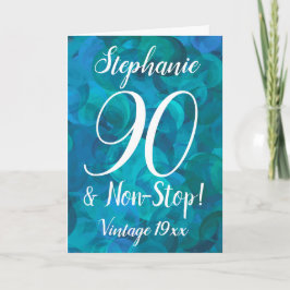 Abstrakt Ocean Blue Teal 90 och Non-Stop Birthday Kort