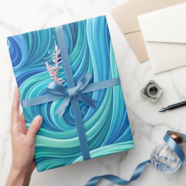 Abstrakt Ocean Gradient Vattenfall Inpackningspapp Presentpapper (Gifting)