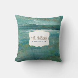 Abstrakt Ocean Kusten Teal Art Kudde