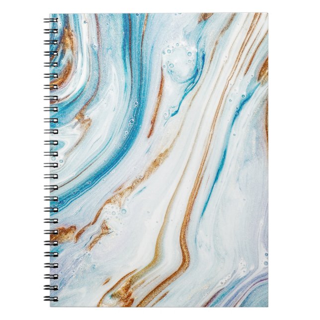 Abstrakt Ocean Luxury Marble Swirls Anteckningsbok (Framsidan)