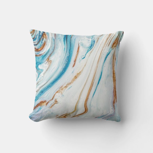 Abstrakt Ocean Luxury Marble Swirls Kudde (Framsida)