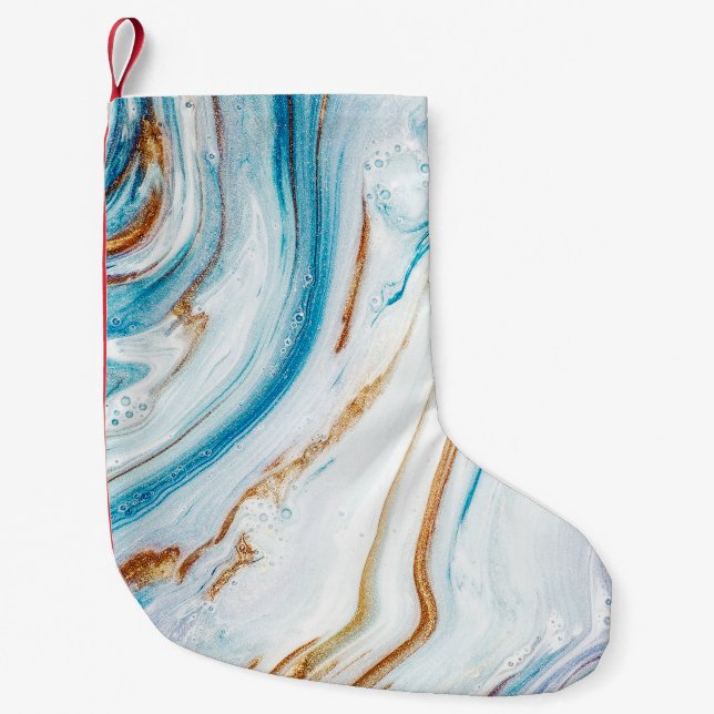 Abstrakt Ocean Luxury Marble Swirls Liten Julstrumpa (Framsidan)