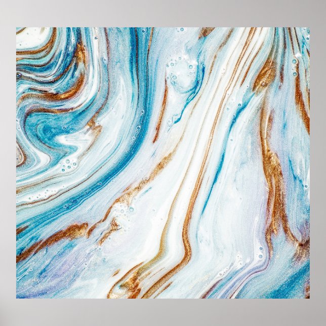 Abstrakt Ocean Luxury Marble Swirls Poster (Framsidan)