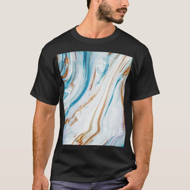 Abstrakt Ocean Luxury Marble Swirls T Shirt (Framsida)