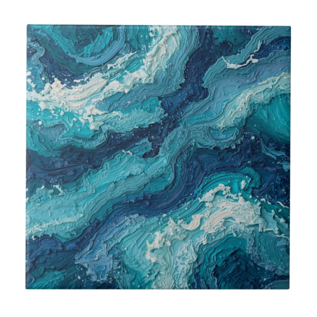 Abstrakt Ocean Våg Textur Keramisk Platta Kakelplatta (Framsidan)