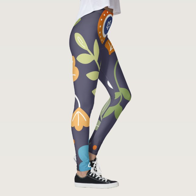 Abstrakt- och bladverk leggings (Höger)