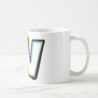 Abstrakt och färgrikt brev W Kaffemugg