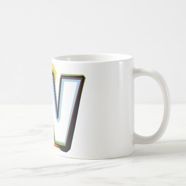 Abstrakt och färgrikt brev W Kaffemugg (Höger)