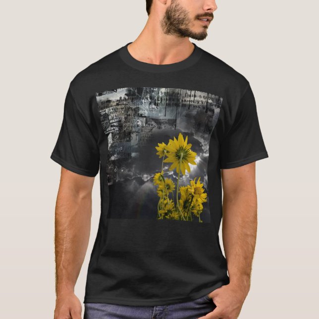 Abstrakt och gula blommor t shirt (Framsida)