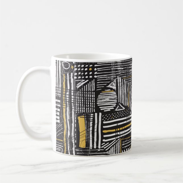 Abstrakt och kreativ, sömlös mönster-design med kaffemugg (Vänster)