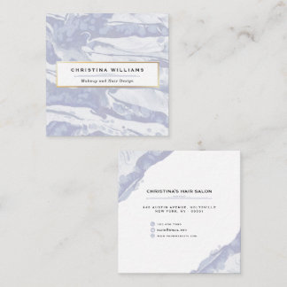 Abstrakt och minimalistisk blå vattenfärg fyrkantigt visitkort