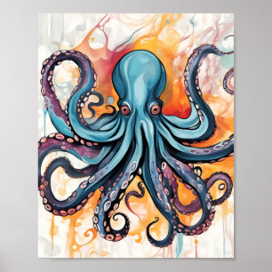 Abstrakt Octopus Colorful Poster