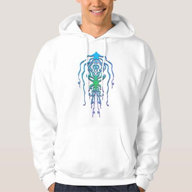 Abstrakt Octopus Tribal Squid Tattodesign Hoodie (Framsida)