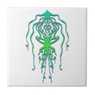 Abstrakt Octopus Tribal Squid Tattodesign Kakelplatta