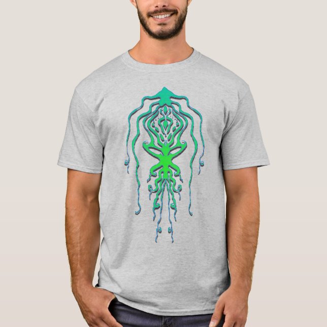 Abstrakt Octopus Tribal Squid Tattodesign T Shirt (Framsida)