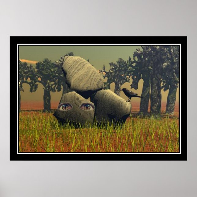 Abstrakt Ögon innanför sten Poster (Framsidan)