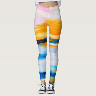 Abstrakt Oil struktur, solnedgång havsmålning. Leggings