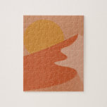 Abstrakt Ökenberg liggande illustration Pussel<br><div class="desc">Det här coolans pussel är en levande och färgstark illustration av ett ökenbergslandskap vid solnedgången i bränd orange,  terracotta och gult.</div>